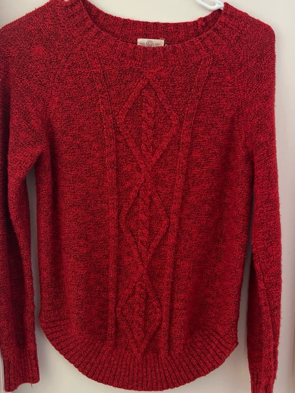SO Red Cable-Knit Crew Neck Sweater